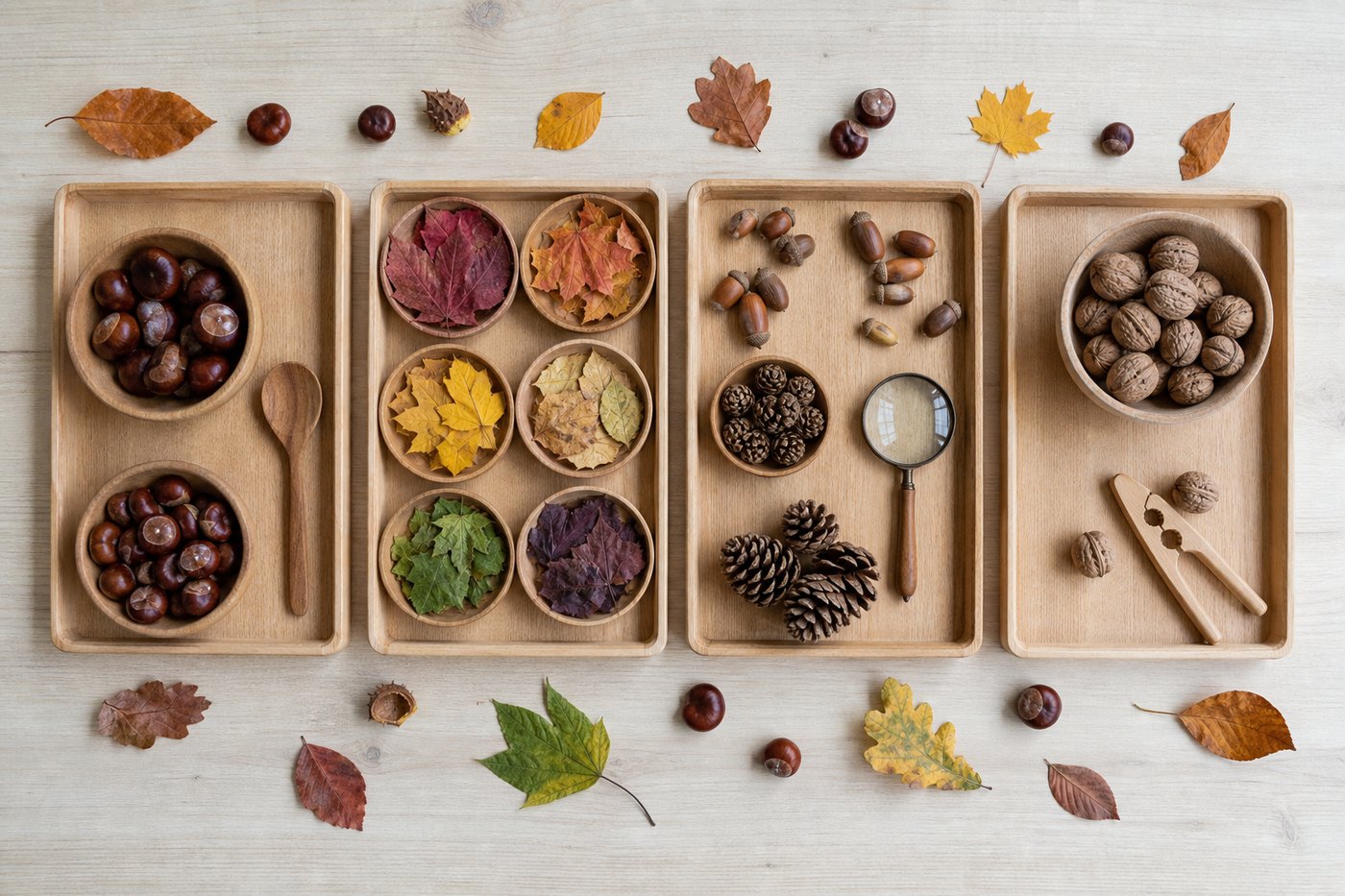 Montessori Tablett im Herbst: 18 Ideen für jedes Alter