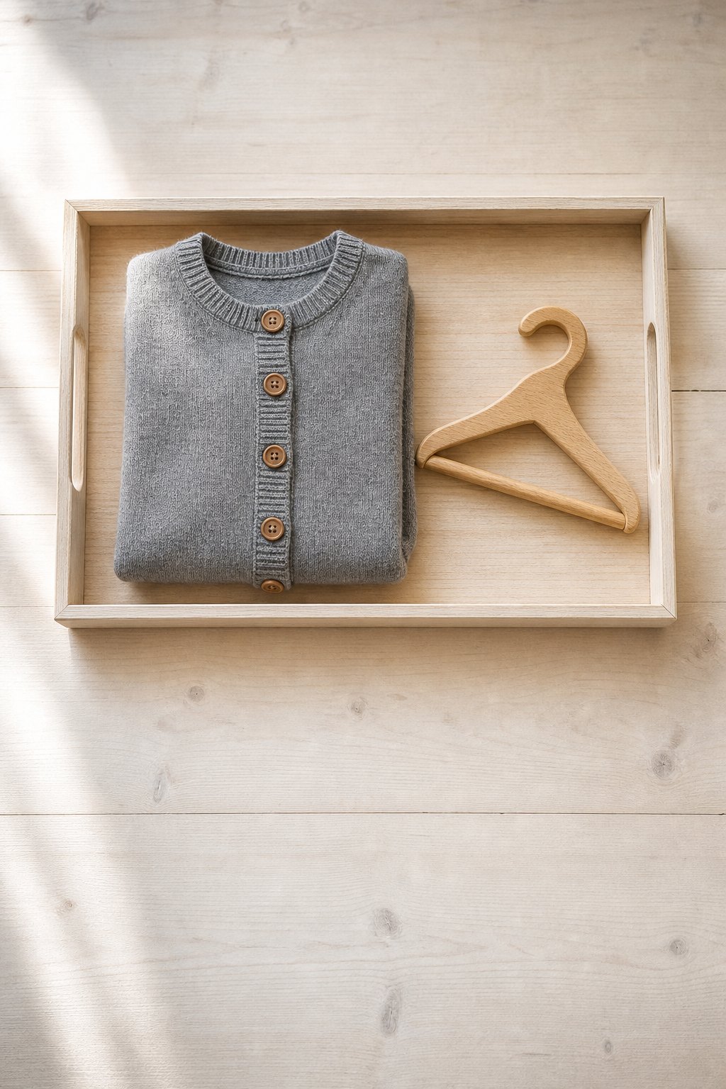 Montessori-Tablett: Die Strickjacke zuknöpfen